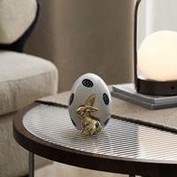 Flolenco Handgefertigte Luxus-Stil Niedliche Hasen-Figur Eiförmige Keramik-Kaninchen-Statue Skulptur Heim-Deko Oster-Dekoration