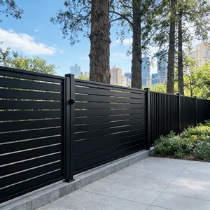 Paneles de Cerca de Aluminio con Postes, Sistema de Cerca Completo para Privacidad, Lamas Horizontales Negras para Paisajismo Moderno - Product Image 6