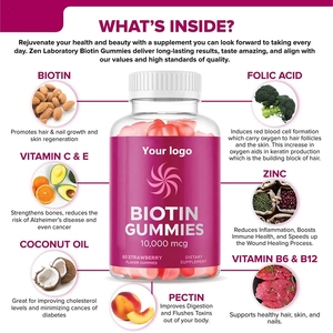 Vendita calda Private Label biotina per la crescita dei <span class=keywords><strong>capelli</strong></span> <span class=keywords><strong>caramelle</strong></span> gommose per la confezione di una bottiglia conveniente - Product Image 2