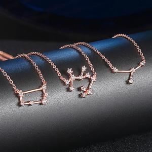 Elegantes Gargantillas de Oro Rosa para Mujer, con Circonitas, Colgante con Signo Zodiacal Vertical, Joyería para Mamá - Product Image 4
