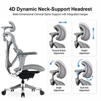 Chaise de bureau ergonomique exécutive en maille avec accoudoirs et dossier en PU 7D, réglable en hauteur, pivotante, base en acier pour le bureau