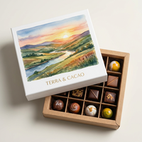 Boîte à chocolat noire mate personnalisée de qualité supérieure avec un design minimaliste en feuille d'or et un tiroir coulissant