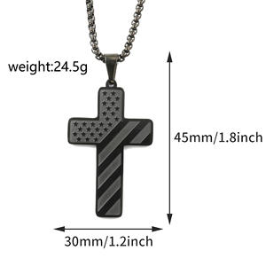 Christelijk religieus Bijbelvers Geen verkleuring 18K verguld roestvrij staal Amerikaanse vlag Jezus kruis hanger ketting voor dames en heren - Product Image 2