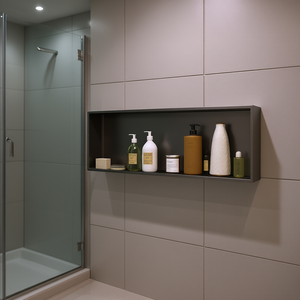 Accessoire de niche de douche en acier inoxydable 37 x 13 pouces, noir canon de fusil, fixation murale, design minimaliste pour salle de bain - Product Image 2