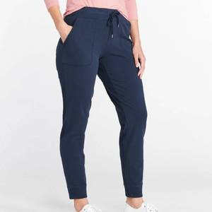 Pantalon de survêtement pour femme en mélange de coton doux, coupe droite, taille mi-haute, infroissable, respirant, écologique, avec taille élastique - Product Image 2