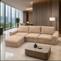 Canapé modulaire sectionnel en L compressé 3+1, emballé sous vide, mousse HR 35kg, canapé en boîte pour projets d'aménagement de salons d'hôtel