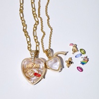 Nuova Collana con Ciondolo a Tema Animali Marini, Scatola con Coperchio a Cerniera, Design Fai-da-Te, Scatola Trasparente Cava con Placcatura in Oro 18k