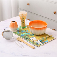 Ensemble de fouet à matcha en céramique avec logo personnalisé, bol, fouet à matcha en bambou japonais professionnel et cuillère avec tamis, coffret cadeau