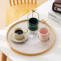 Plateau de service rond en bambou avec set de table Paisley amovible, écologique, durable, deux options de couleur pour la maison, la cuisine, la table de café