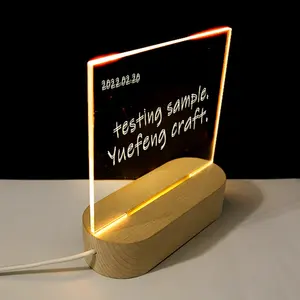 Lâmpada de mesa acrílica 3d, lâmpada acrílica para natal, placa branca seca, notebook com suporte luminoso, placa de mensagens