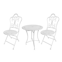 Ensemble bistrot pliant 3 pièces en fer forgé, style vintage français floral, pour camping, terrasse et jardin