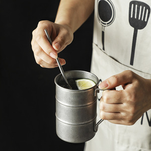 SHINYJH - Taza de Cerveza Estilo Nube Desgastada, 400 ml, Acero Inoxidable 304, Taza Retro para Acampar al Aire Libre - Product Image 1