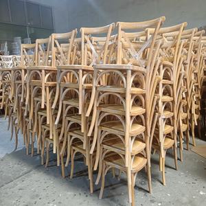 Chaise à dossier croisé en bois durable de style <span class=keywords><strong>ferme</strong></span> classique pour adultes, idéale pour les banquets et événements, chaise à dossier croisé en bois pour salle à manger de vignoble - Product Image 1