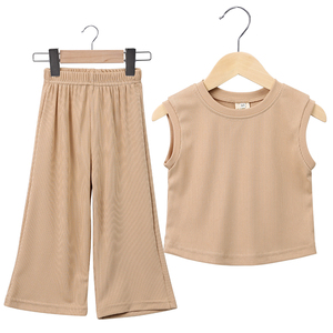 Set di <span class=keywords><strong>Abbigliamento</strong></span> Personalizzato per Ragazze, Completo Estivo Senza Maniche in Poliestere, Outfit in Due Pezzi per Bambine, Vendita all'Ingrosso di <span class=keywords><strong>Abbigliamento</strong></span> per Bambini - Product Image 5