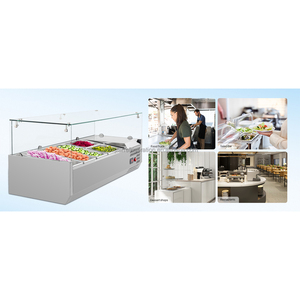Mesa refrigerada comercial de vidrio para ensaladas 2026, nueva, para mostrador, con gabinete para conservación de ingredientes frescos - Product Image 1