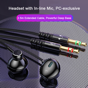 Auriculares para Juegos <span class=keywords><strong>de</strong></span> PC con Doble Conector, <span class=keywords><strong>Cable</strong></span> Extendido <span class=keywords><strong>de</strong></span> 2.5M y Tarjeta <span class=keywords><strong>de</strong></span> Sonido Integrada para Transmisión, Podcasts y Karaoke - Product Image 3