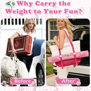 Juego de Mahjong Americano de 3 Piezas con Bolsa de Lona Bordada, Incluye Bolsa para Fichas, Soportes y Empujadores, Bolsas con Cordón - Product Image 5