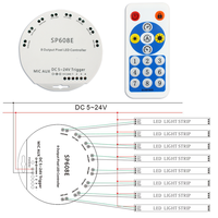 Contrôleur SP608E à 8 sorties avec application et télécommande RF, compatible DC5V-24V, jusqu'à 600 pixels, prise en charge des circuits intégrés de pilote à fil unique pour bande LED numérique SPI