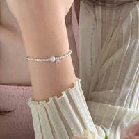 Bracelet en argent sterling 925 avec zircon et perle pour femme, style coréen, bijoux de luxe tendance, vente en gros