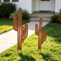 Décoration de jardin vintage personnalisée en fer forgé en forme de cactus pour pelouse, allée et porche extérieurs