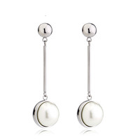 Boucles d'oreilles pendantes vintage en perles de nacre, plaquées or, en acier inoxydable, longues barres, bijoux pour femme, fiançailles, mariage