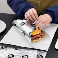Papier d'emballage alimentaire jetable écologique en aluminium, isolant alvéolé, imprimé sur mesure, résistant à la graisse, pour pain à burger