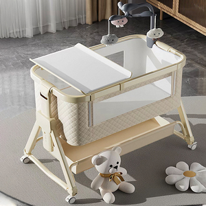 Lit bébé et <span class=keywords><strong>berceau</strong></span> 3-en-1 moderne en métal, lit cododo pour chambre à coucher, salle à manger, salon, hôtel, hôpital, appartement, villa - Product Image 2