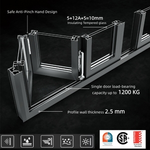 Portes <span class=keywords><strong>de</strong></span> <span class=keywords><strong>garage</strong></span> pliantes <span class=keywords><strong>en</strong></span> accordéon <span class=keywords><strong>en</strong></span> alliage d'aluminium et verre, avec surface finie et garantie <span class=keywords><strong>de</strong></span> 5 ans - Product Image 4