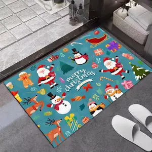 Santa Claus Non-slip Absorbent Bathroom Rug Custom Printed Christmas Floor Mat Stone Bath Mat