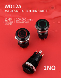 Đen Tròn Power Symbol 12 Mét Cài Đặt Đường Kính Kim Loại Push <span class=keywords><strong>Button</strong></span> Chuyển Đổi Chức Năng, Đa Màu Sắc Với Ánh Sáng - Product Image 5