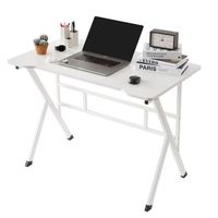 Vente en gros de station de travail d'écriture et de jeux portable au design métallique simple, grand bureau d'ordinateur à usage domestique, surface en bois de marque GH
