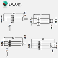 Commutateur de capteur de proximité inductif longue distance BXUAN 18mm NPN/PNP, NO/NC 12mm et 8mm Plage de détection 24V