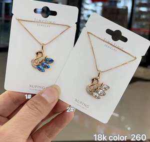 Xuping <span class=keywords><strong>jingjing</strong></span> mode or Rose couleur cristal autrichien couleur papillon pendentif colliers en gros bijoux de mode pour les femmes - Product Image 2