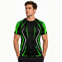 T-shirt sportif pour homme à manches courtes en polyester, personnalisé OEM ODM, tricoté, imprimé numériquement, séchage rapide, respirant, sublimation