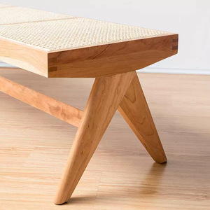 Nordic Ins Rattan Long for Living Room Dining Bedroom Hotel Shoes Changing Stool - Product Image 5