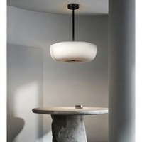 Lámpara de Techo de Alabastro Moderna, Redonda, con Base de Cobre y Pantalla de Mármol, para Hoteles y Villas de Lujo