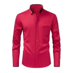 Camicie da <span class=keywords><strong>Uomo</strong></span> Europee All'Ingrosso con Bottoni Diamantati, Senza Stiratura, Elasticizzate, a Maniche Lunghe, Slim Fit per Affari - Product Image 4