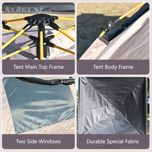 Carpa de Camping Familiar para <span class=keywords><strong>3</strong></span>-4 Personas, <span class=keywords><strong>Oxford</strong></span>, Una Habitación, Apertura Automática en <span class=keywords><strong>3</strong></span> Segundos, 200x150cm, Impermeable para las Cuatro Estaciones - Product Image 3