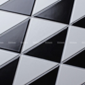 Nouvelles carreaux de sol géométriques en céramique mate noire et blanche à motif <span class=keywords><strong>moulin</strong></span> à vent de 4 pouces pour salle de bain moderne, douche, restaurant, cuisine - Product Image 5