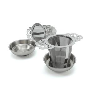 Infuseur de passoire à thé à poignées professionnelles à double aile avec plateau d'égouttement suspendu aux tasses de théières - Product Image 3