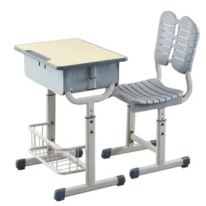 Fábrica venda direta ajustável plástico mesas e cadeiras classe única escola com escrivaninha aprendizagem mesa formação classe