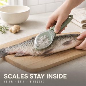Écailleur à poisson avec couvercle, outil manuel portable en PP pour enlever et racler les écailles de poisson, idéal pour la préparation quotidienne des fruits de mer en cuisine et la pêche - Product Image 1