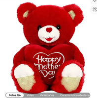 Ours en peluche rouge pour la fête des mères, avec cœur rouge, cadeau promotionnel, jouet doux et animal en peluche.