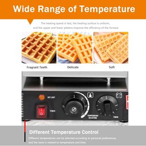 商用スクエアベルギーワッフルメーカーノンスティックワッフル鉄ダブル2スライスベルギーワッフルマシンタイマーとサーモスタット付き - Product Image 4