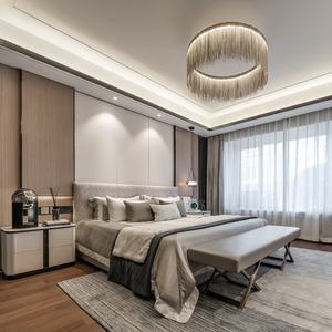 سرير معدني مبطن بالجلد من أورانجفيرن مع خزانة تلفاز عثمانية وطاولة زينة وكرسي مخصص للشقق - Product Image 1