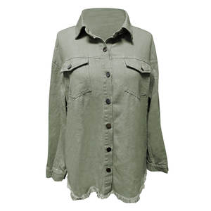 Chaquetas vaqueras de otoño y primavera para mujer, chaqueta vaquera de manga larga, camisa con botones, chaqueta sólida, chaquetones informales para <span class=keywords><strong>novio</strong></span> con bolsillos - Product Image 2