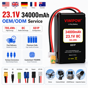 Batterie LiPo HV 34000mAh 23.1V 8C 6S1P de haute qualité pour drone de pulvérisation agricole, prise personnalisée OEM - Product Image 4