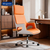Chaise de bureau de luxe moderne classique en cuir véritable à dossier haut avec hauteur réglable, inclinable et pivotante