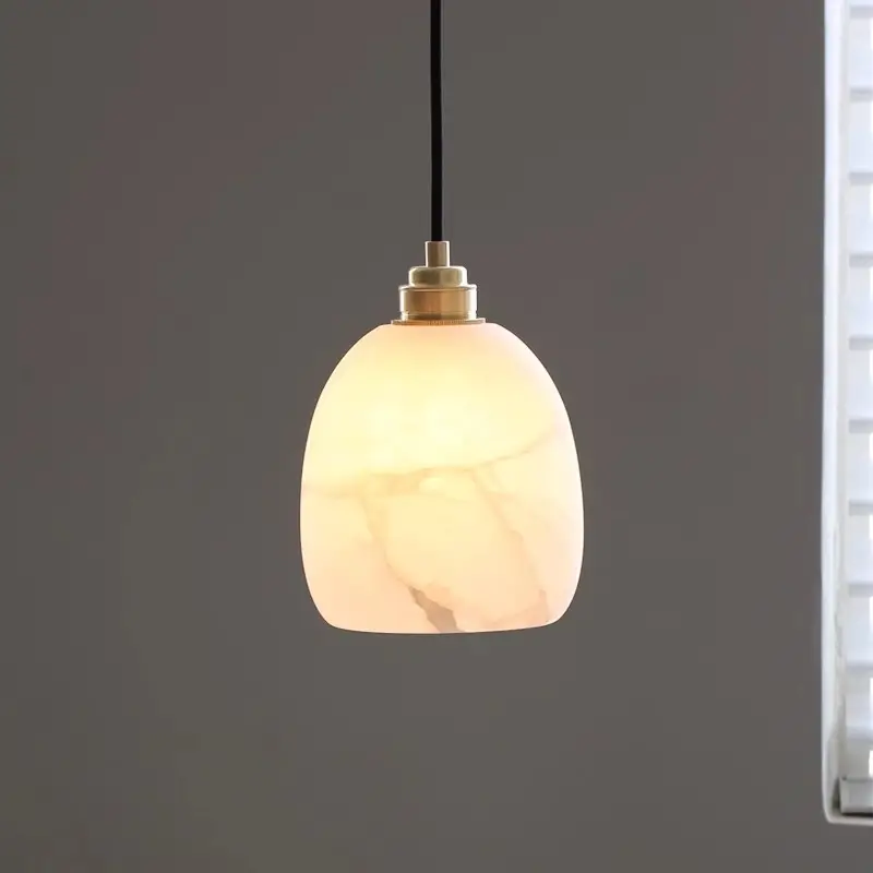 Luminária suspensa simples moderna de mármore para restaurante, cozinha, ilha, jantar, luzes de alabastro de luxo, atacado