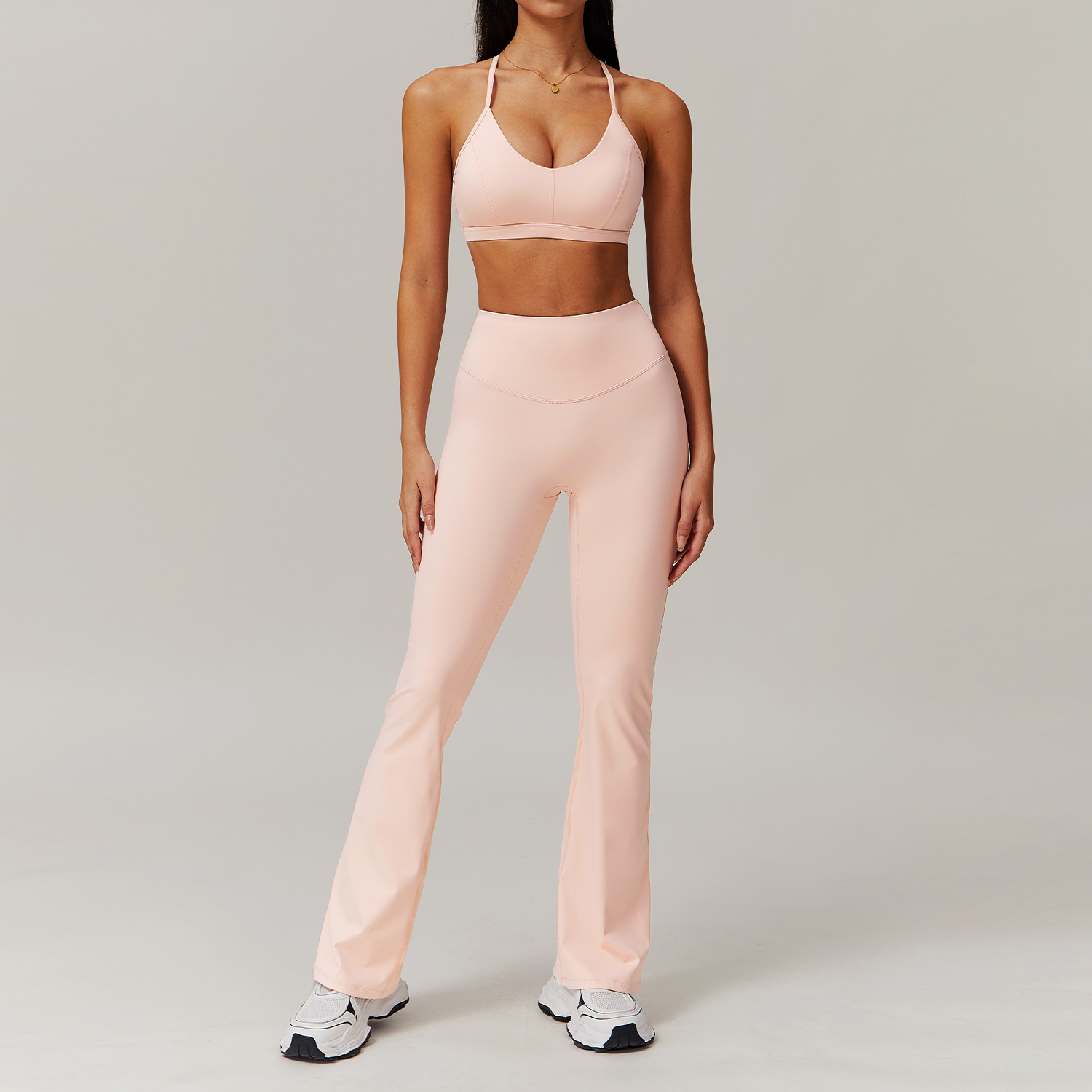 soutien-gorge + pantalon évasé rose